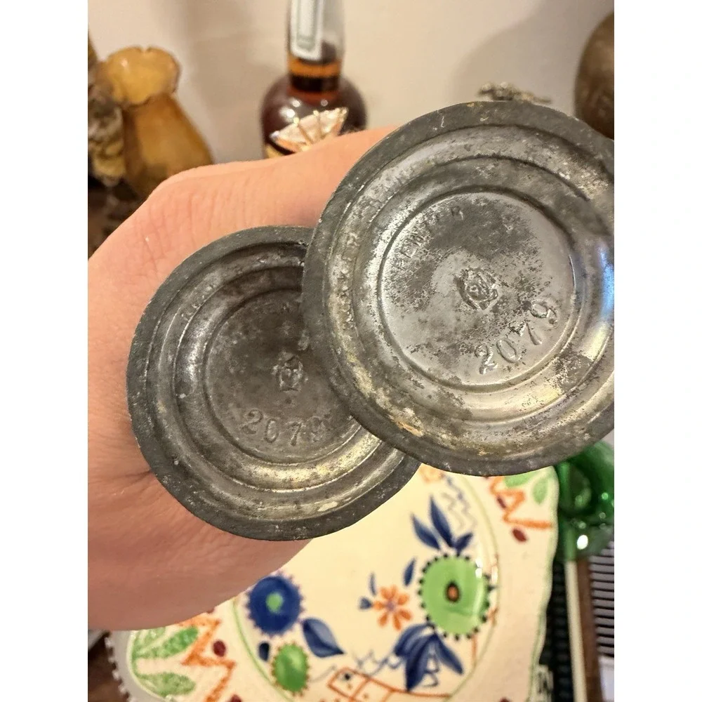 Vintage Pewter Salt & Pepper Shakers Tall Pedestal 2079 Ornate Antique Style